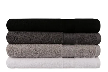 Hobby Badhandduk 70x140 cm 4-pack - Vit/Grå/Mörkgrå/Svart - Textil & mattor - Badrumstextil
