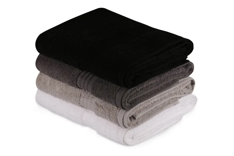 Hobby Badhandduk 70x140 cm 4-pack - Vit/Grå/Mörkgrå/Svart - Textil & mattor - Badrumstextil