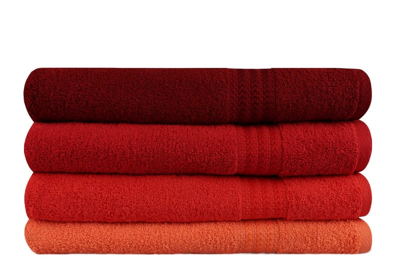 Hobby Badhandduk 70x140 cm 4-pack - Orange/Röd/Rosa - Textil & mattor - Badrumstextil