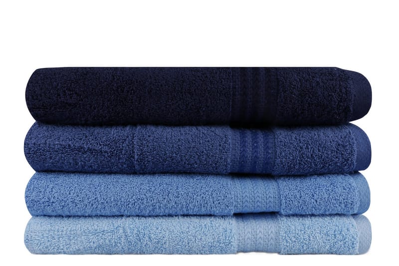 Hobby Badhandduk 70x140 cm 4-pack - Mörkblå/Blå/Ljusblå - Textil & mattor - Badrumstextil