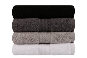 Hobby Handduk 50x90 cm 4-pack - Vit/Grå/Mörkgrå/Svart - Textil & mattor - Badrumstextil