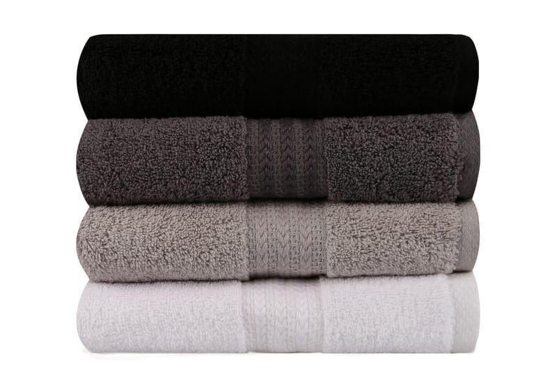 Hobby Handduk 50x90 cm 4-pack - Vit/Grå/Mörkgrå/Svart - Textil & mattor - Badrumstextil