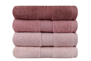 Hobby Handduk 50x90 cm 4-pack - Ljusrosa/Creme - Textil & mattor - Badrumstextil