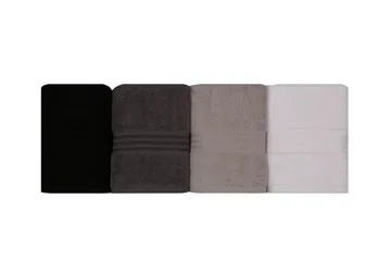 Hobby Handduk 50x90 cm 4-pack - Vit/Grå/Mörkgrå/Svart - Textil & mattor - Badrumstextil