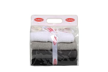 Hobby Handduk 50x90 cm 4-pack - Vit/Grå/Mörkgrå/Svart - Textil & mattor - Badrumstextil