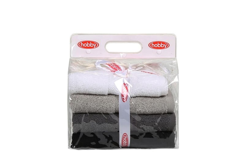 Hobby Handduk 50x90 cm 4-pack - Vit/Grå/Mörkgrå/Svart - Textil & mattor - Badrumstextil