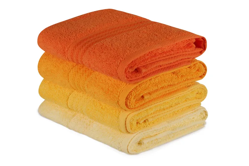 Hobby Handduk 50x90 cm 4-pack - Gul/Orange - Textil & mattor - Badrumstextil