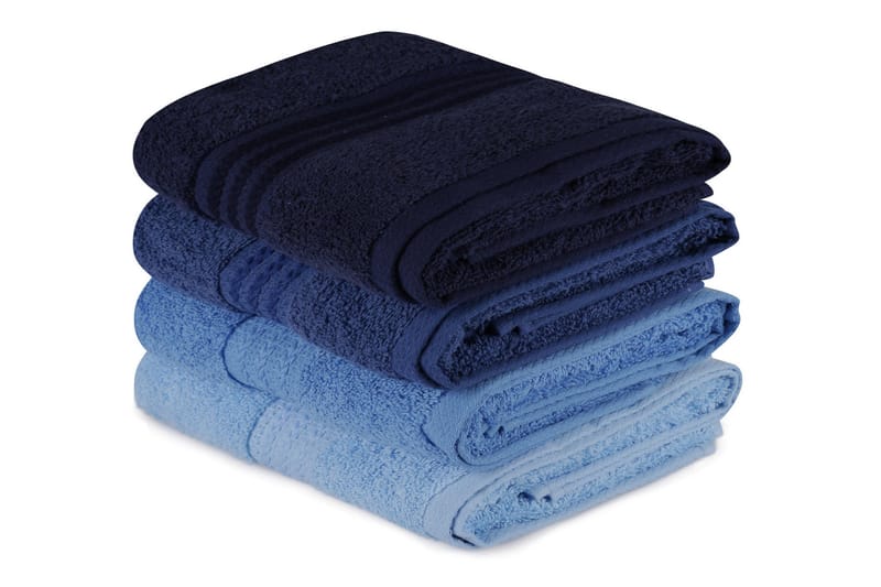 Hobby Handduk 50x90 cm 4-pack - Mörkblå/Blå/Ljusblå - Textil & mattor - Badrumstextil