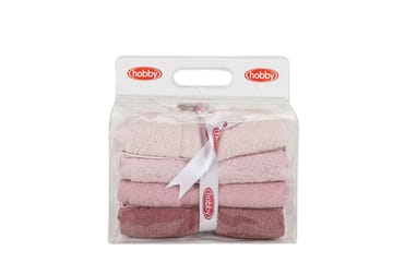 Hobby Handduk 50x90 cm 4-pack - Ljusrosa/Creme - Textil & mattor - Badrumstextil