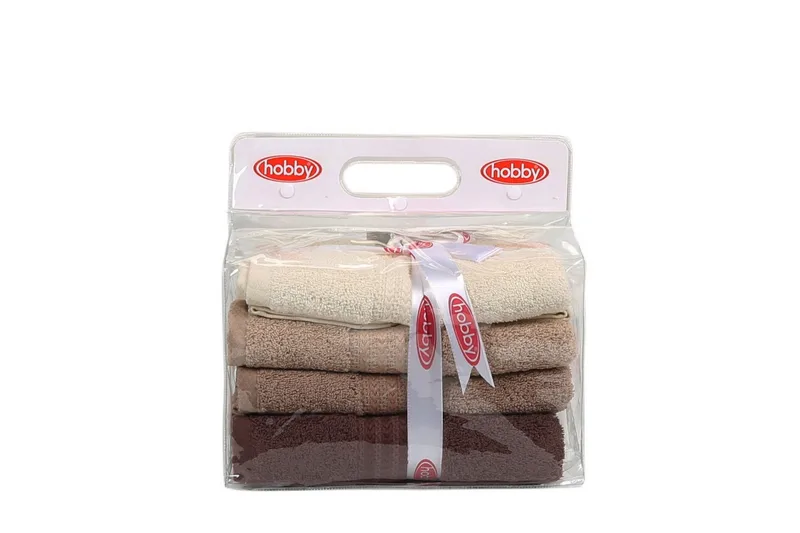 Hobby Handduk 50x90 cm 4-pack - Creme/Beige/Brun - Textil & mattor - Badrumstextil
