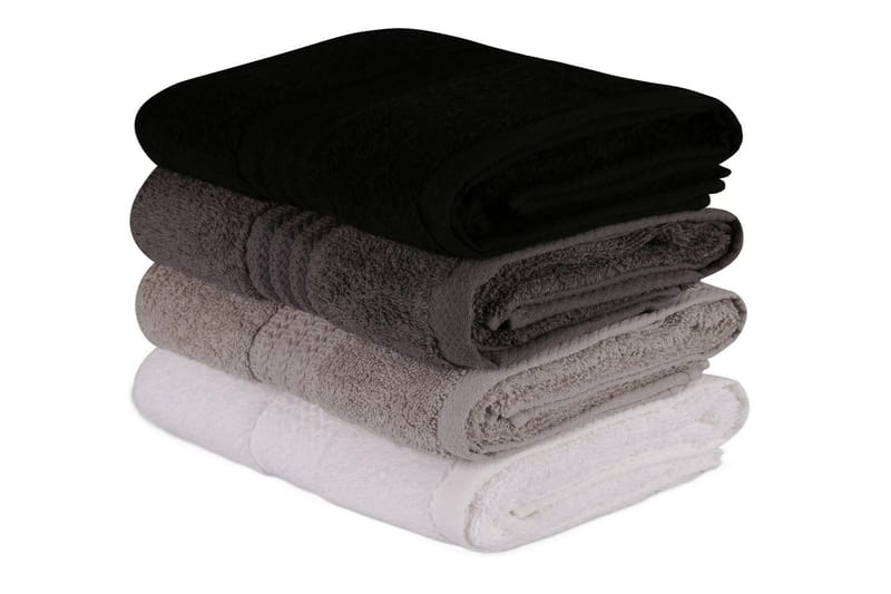 Hobby Handduk 50x90 cm 4-pack - Vit/Grå/Mörkgrå/Svart - Textil & mattor - Badrumstextil