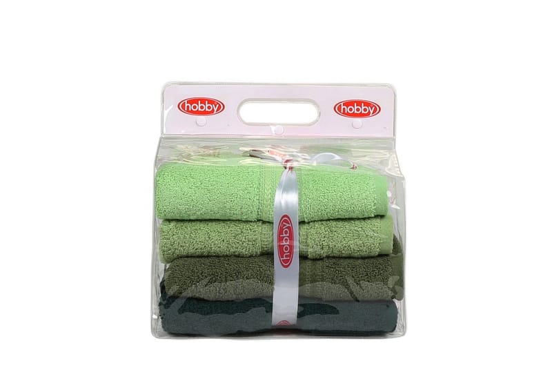 Hobby Handduk 50x90 cm 4-pack - Grön - Textil & mattor - Badrumstextil