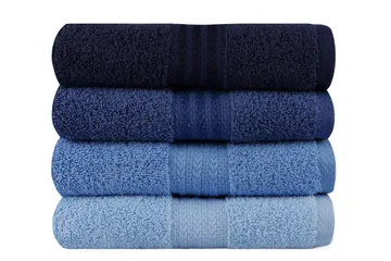Hobby Handduk 50x90 cm 4-pack - Mörkblå/Blå/Ljusblå - Textil & mattor - Badrumstextil