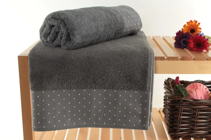 Landercost Badhandduk 2-pack, Grå/Vit