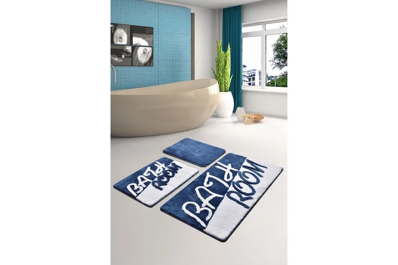 Niyanna Badrumsmatta 3-pack - Blå/Vit - Textil & mattor - Badrumstextil