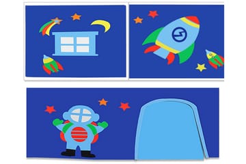 Gardin till Loftsäng Fjonker 140x235 cm Astronaut - Flerfärgad/Blå - Textil & mattor - Barntextilier - Barngardiner