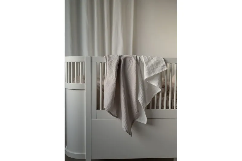 Muslinwrap 2-Pack - Vit/Grå (110 x 110 cm) - Textil & mattor - Filt & pläd
