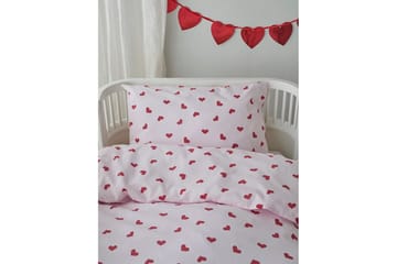 Påslakanset till Spjälsäng 2-Dels Hjärtrud - Rosa - Textil & mattor - Sängkläder - Täcke