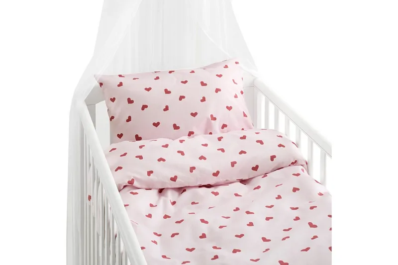 Påslakanset till Spjälsäng 2-Dels Hjärtrud, Rosa