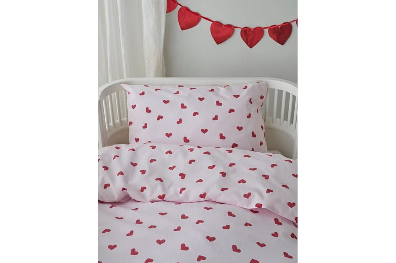 Påslakanset till Spjälsäng 2-Dels Hjärtrud - Rosa - Textil & mattor - Barntextilier - Sängkläder barn - Bäddset barn