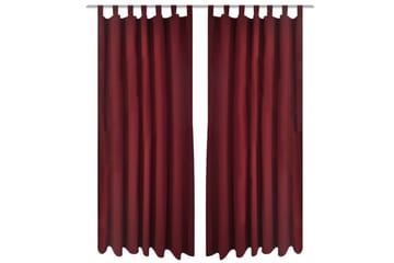 2-pack gardiner med öglor i vinröd microsatin 140x175 cm