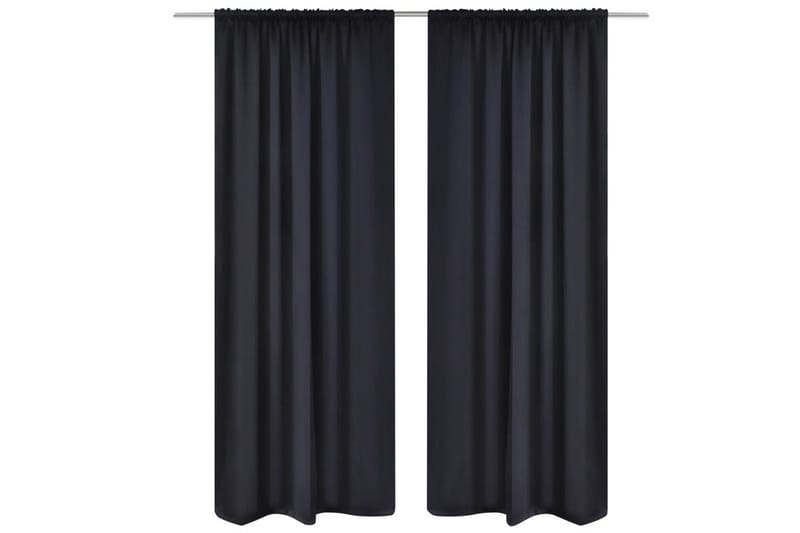 2-pack svarta gardiner med hyskupphängning 135x245 cm - Svart - Mörkläggningsgardiner