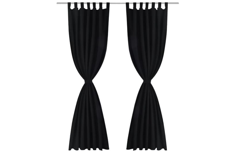 2-pack gardiner med öglor i svart microsatin 140x175 cm - Svart - Mörkläggningsgardiner