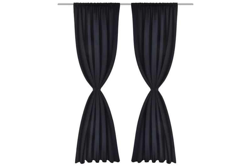 2-pack svarta gardiner med hyskupphängning 135x245 cm - Svart - Mörkläggningsgardiner