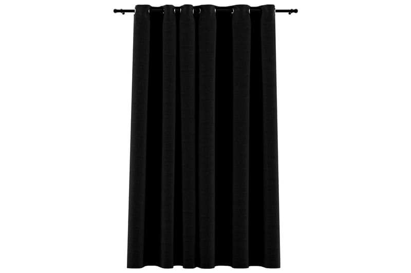 Mörkläggningsgardin med öljetter linnelook svart 290x245cm - Mörkläggningsgardiner