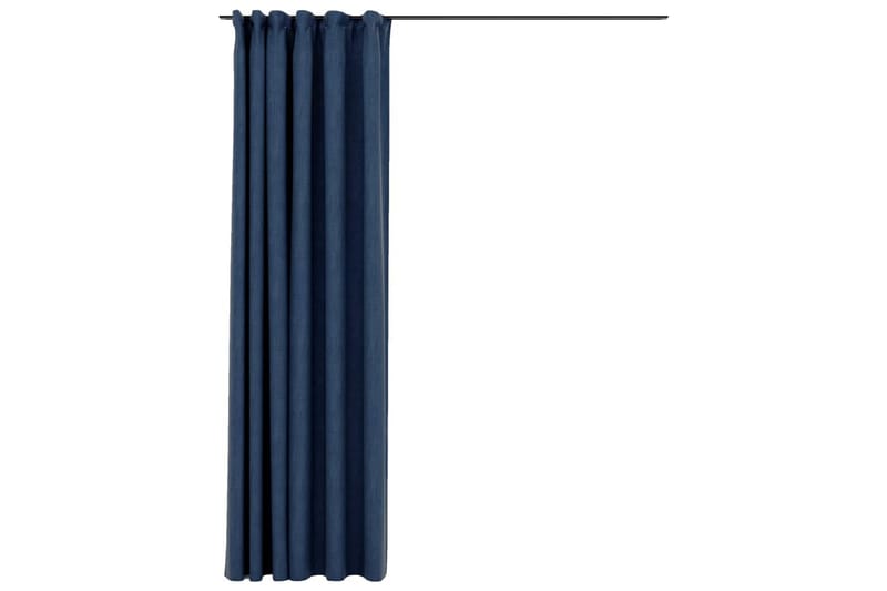 Mörkläggningsgardin med krokar linnelook blå 290x245 cm - Blå - Mörkläggningsgardiner