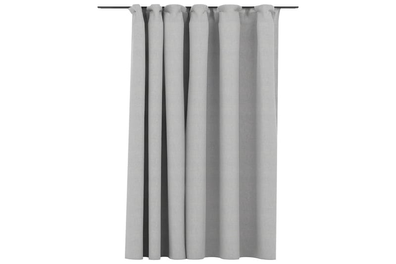 Mörkläggningsgardin med krokar linnelook grå 290x245 cm - Grå - Mörkläggningsgardiner