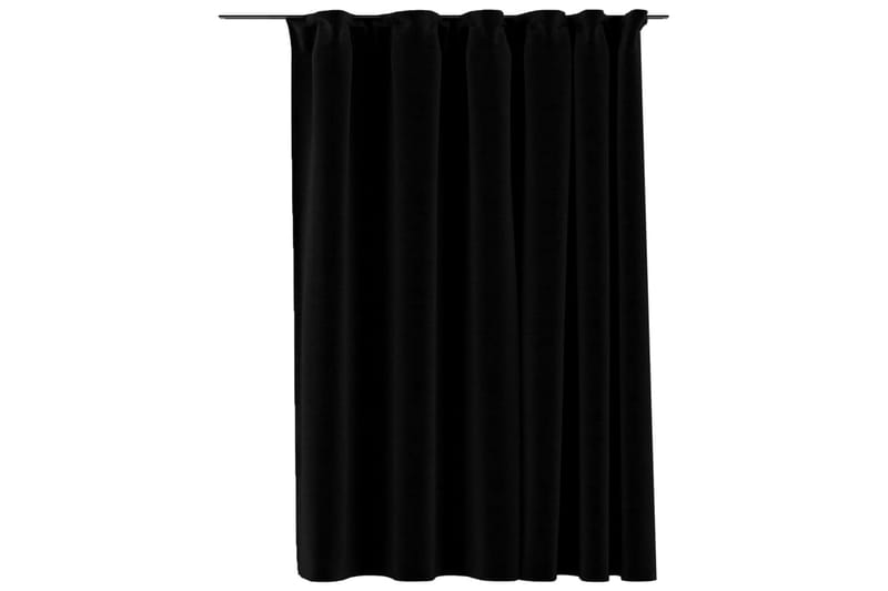 Mörkläggningsgardin med krokar linnelook svart 290x245 cm - Mörkläggningsgardiner