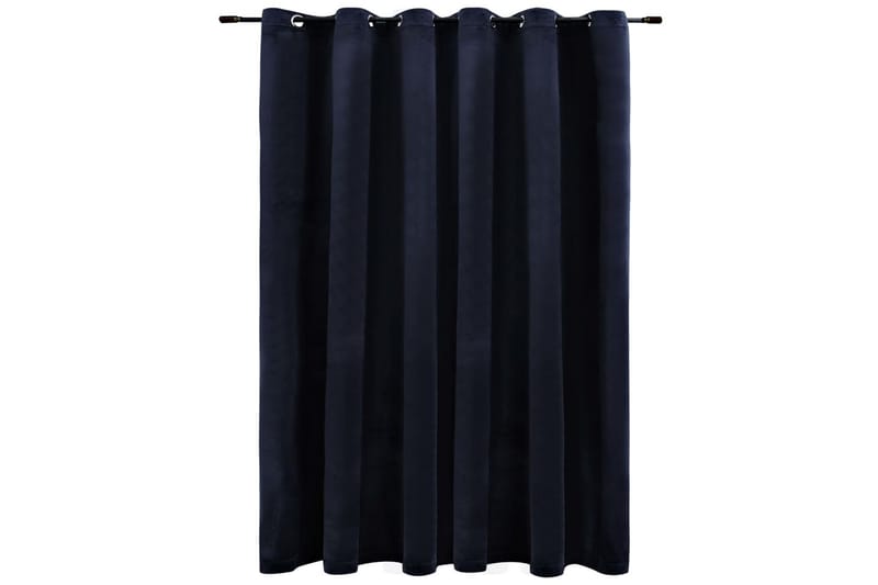 Mörkläggningsgardin med metallringar sammet svart 290x245 cm - Mörkläggningsgardiner