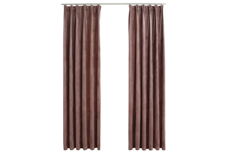 Mörkläggningsgardiner 2 st m. krokar sammet antikrosa 140x24 - Mörkläggningsgardiner