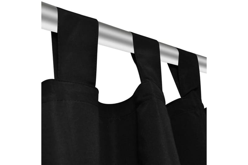 2-pack gardiner med öglor i svart microsatin 140x225 cm - Svart - Mörkläggningsgardiner