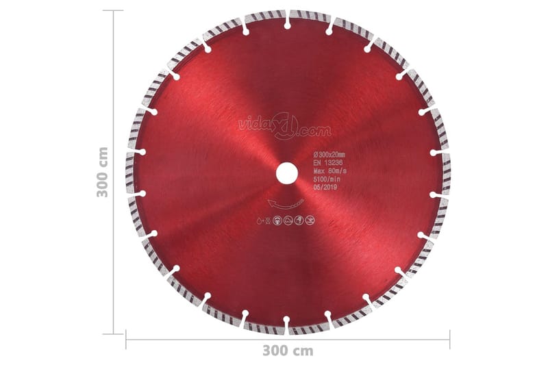 Diamantklinga med Turbo Steel 300 mm - Röd - Mörkläggningsgardiner
