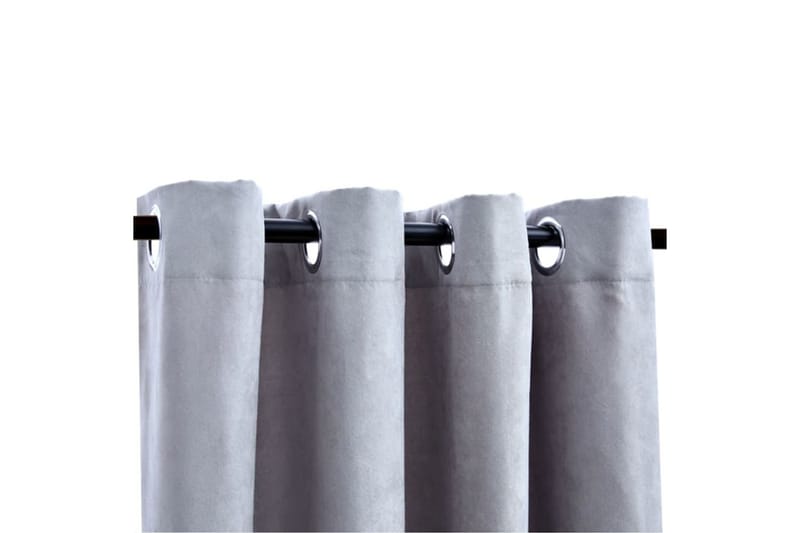 Mörkläggningsgardiner med metallringar 2 st grå 140x225 cm - Mocka/Grå - Mörkläggningsgardiner