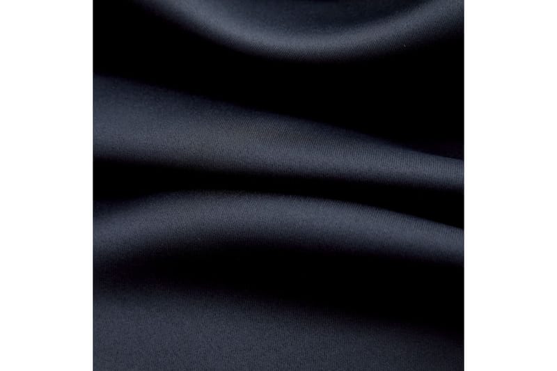 Mörkläggningsgardiner med metallringar 2 st svart 140x175 cm - Svart - Mörkläggningsgardiner