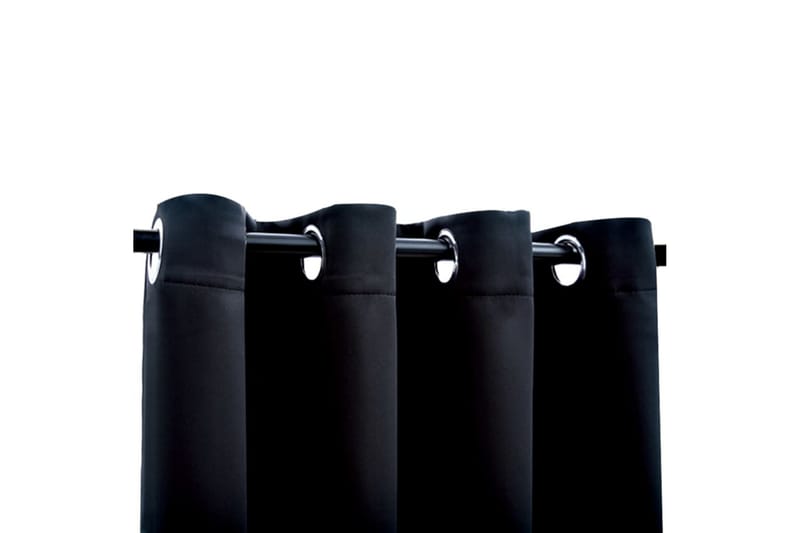 Mörkläggningsgardiner med metallringar 2 st svart 140x175 cm - Svart - Mörkläggningsgardiner