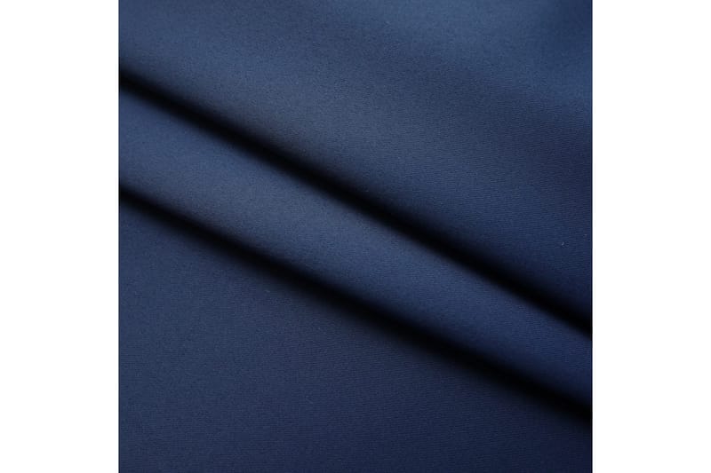 Mörkläggningsgardiner med krokar 2 st blå 140x175 cm - Blå - Mörkläggningsgardiner