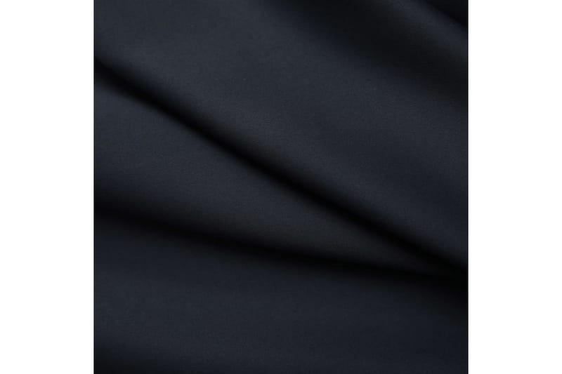 Mörkläggningsgardiner med krokar 2 st svart 140x225 cm - Svart - Mörkläggningsgardiner