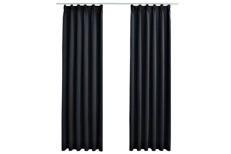 Mörkläggningsgardiner med krokar 2 st svart 140x225 cm - Mörkläggningsgardiner