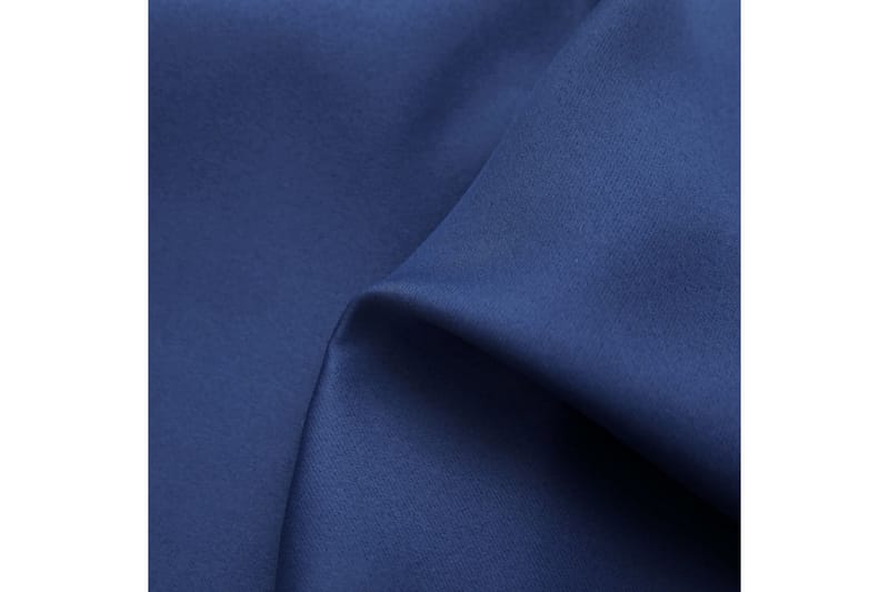 Mörkläggningsgardiner med metallringar 2 st blå 140x245 cm - Blå - Mörkläggningsgardiner