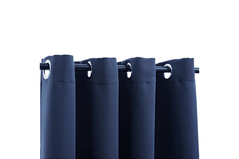 Mörkläggningsgardiner med metallringar 2 st blå 140x245 cm - Blå - Mörkläggningsgardiner