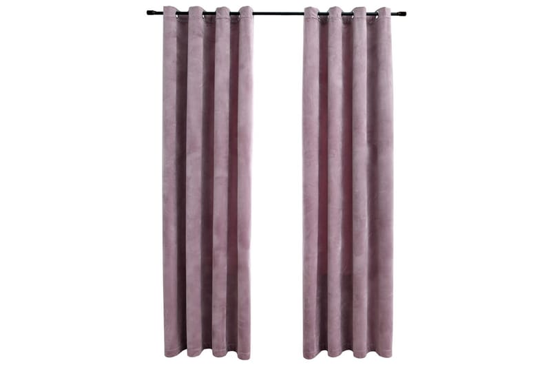 Mörkläggningsgardiner med ringar 2 st rosa sammet 140x175 cm - Mörkläggningsgardiner