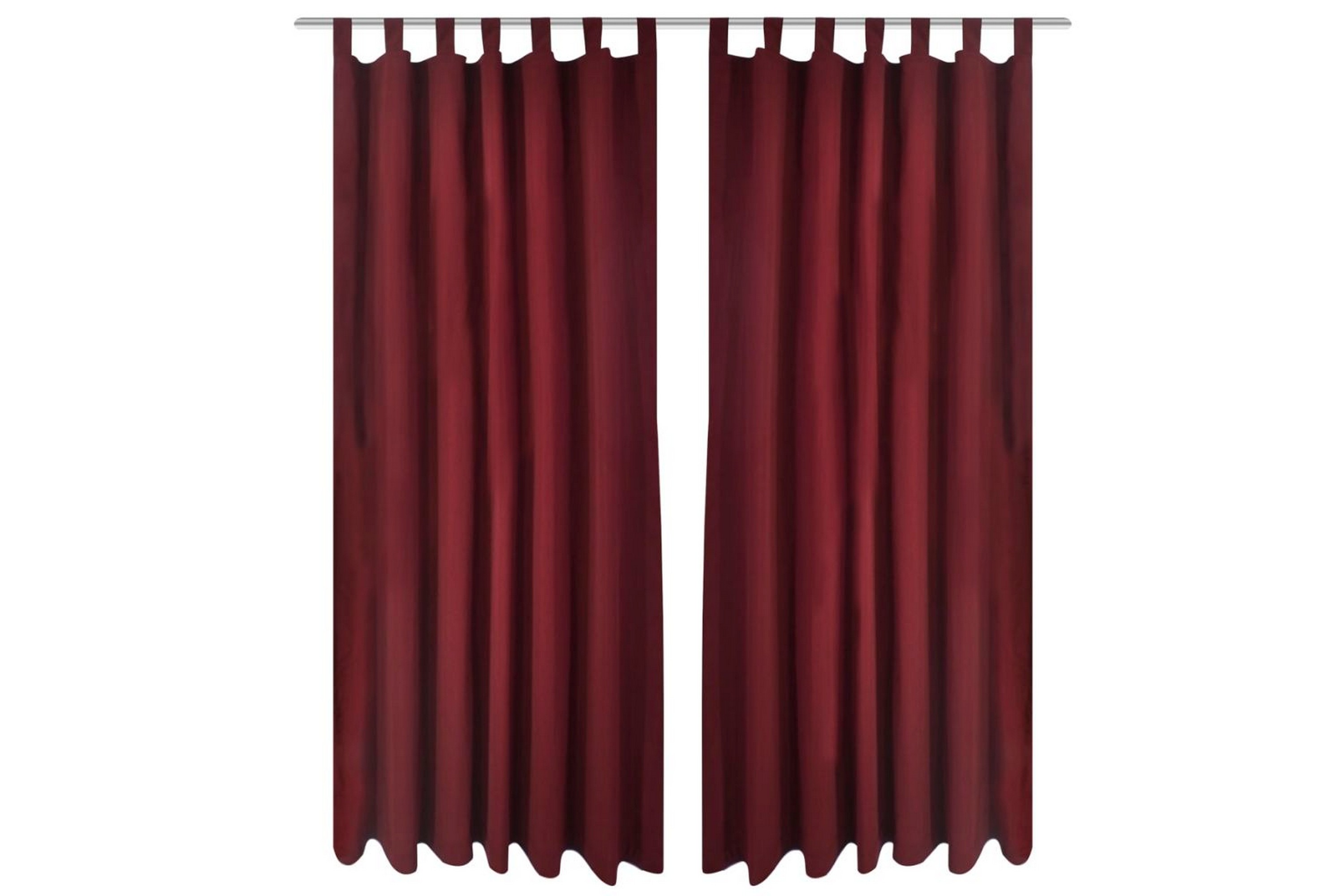 2-pack gardiner med öglor i vinröd microsatin 140x225 cm - Röd