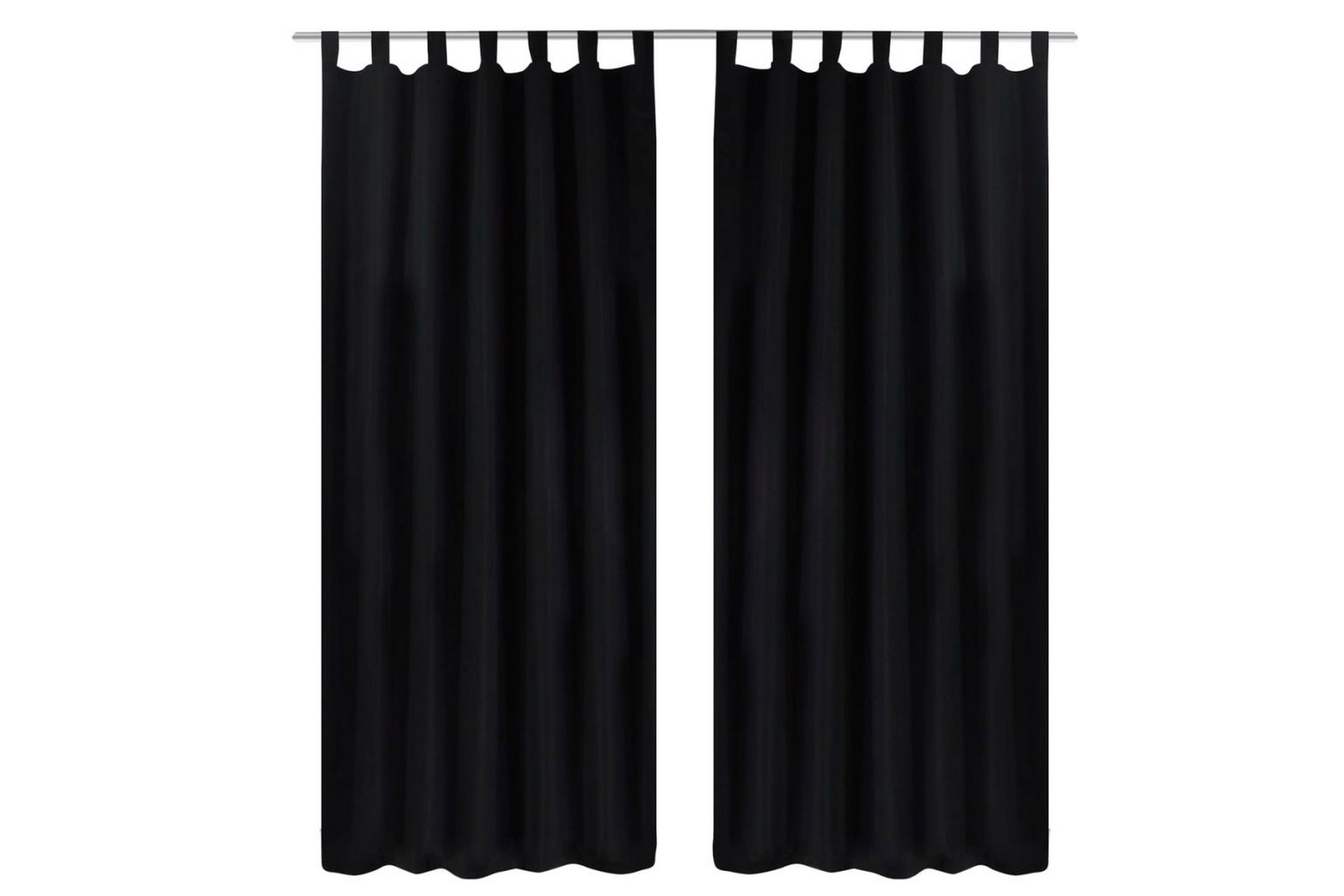 2-pack gardiner med öglor i svart microsatin 140x245 cm - Svart