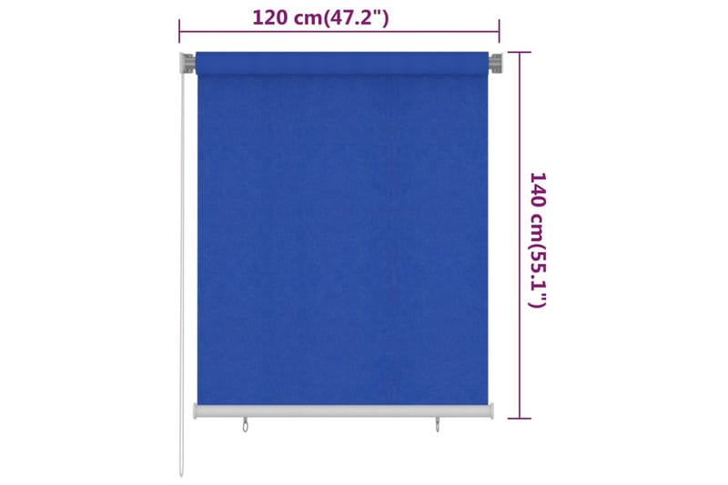 Rullgardin utomhus 120x140 cm blå HDPE - Blå - Rullgardin