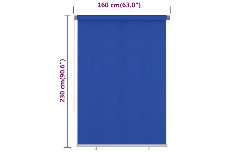 Rullgardin utomhus 160x230 cm blå HDPE - Blå - Rullgardin