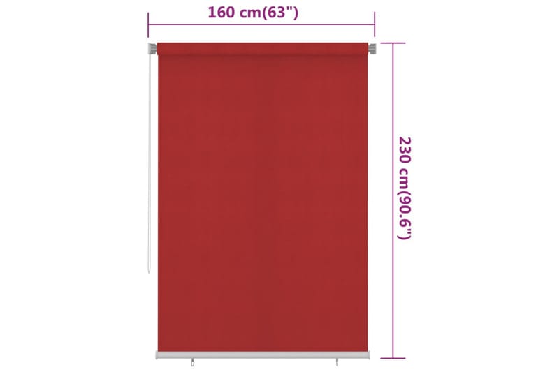 Rullgardin utomhus 160x230 cm röd HDPE - Röd - Rullgardin